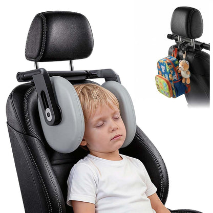 Zurefano Adjustable Car Headrest Pillow with Hooks, Grey