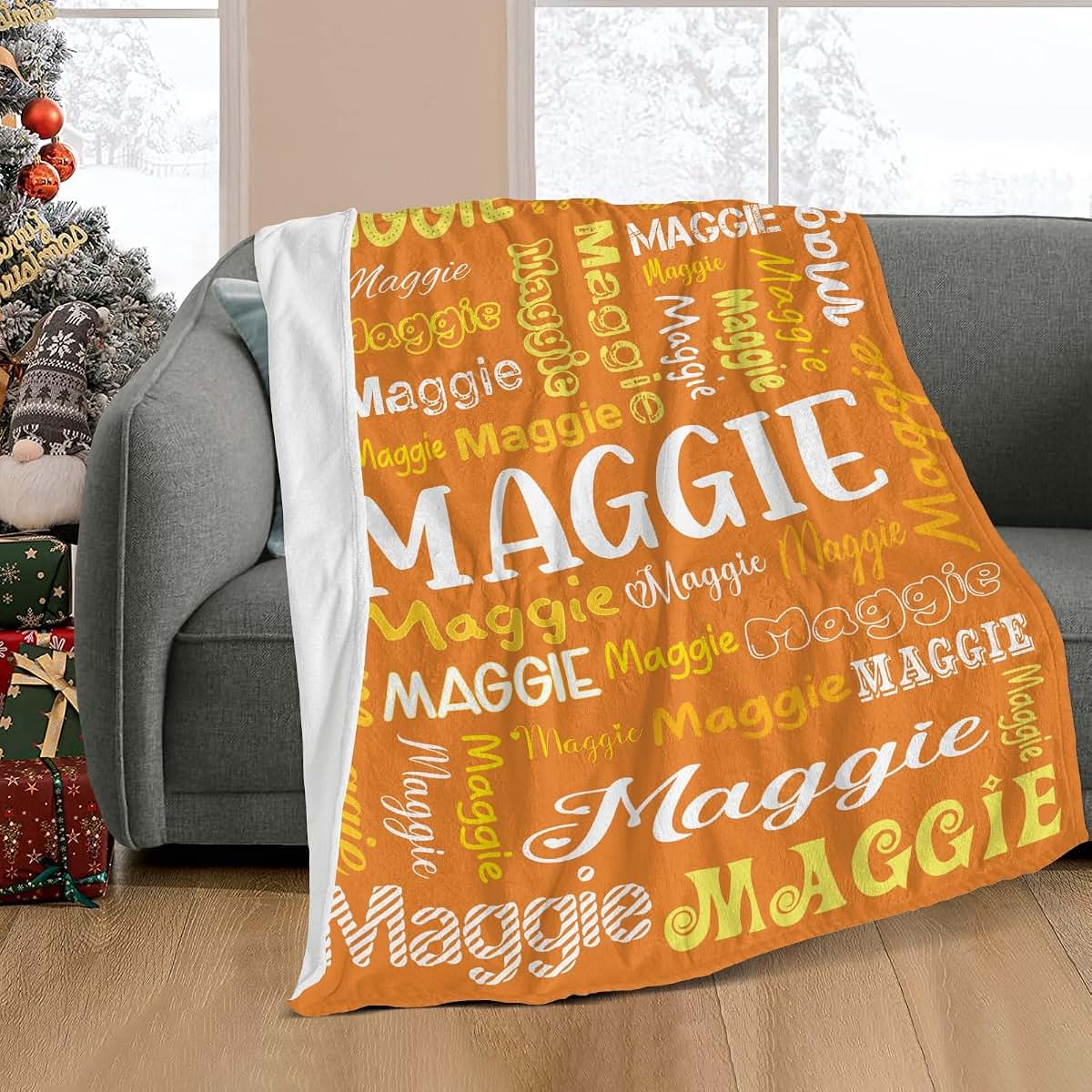 TailorYYCustomZ Customized Orange Blanket with Baby Name Personalized Throw Blanket Customized Toddlers Gift for (photo 4)