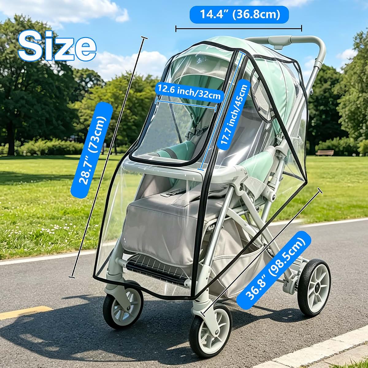 TUPI Stroller Rain Cover with Universal Fit and Clear View