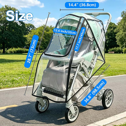 TUPI Stroller Rain Cover with Universal Fit and Clear View