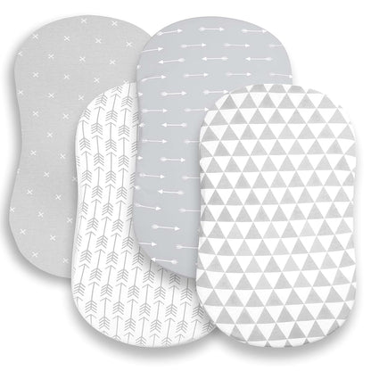 BaeBae Goods Bassinet Fitted Sheets 4-Pack Jersey Knit