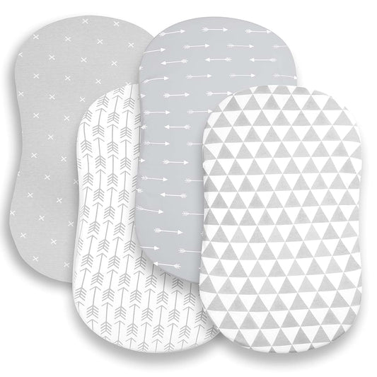 BaeBae Goods Bassinet Fitted Sheets 4-Pack Jersey Knit