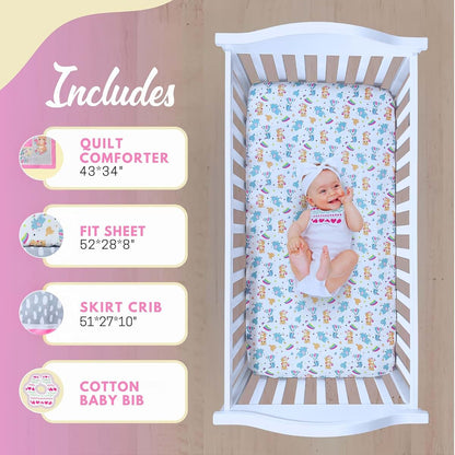 TrenD'Lay 4 Piece Crib Bedding Set for Nursery Use