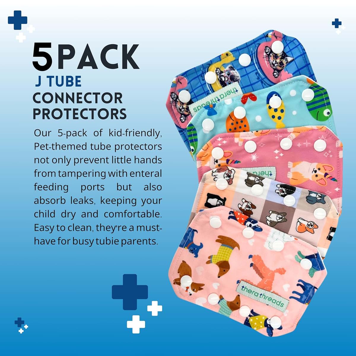 Therathreads Feeding Tube Connector Covers, 5-Pack Fruit Print (photo 2)