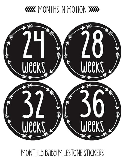 Months In Motion Pregnancy Weekly Belly Growth Stickers - 12 Piece Round Set (photo 3)