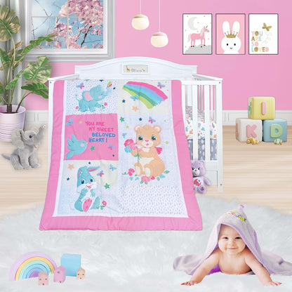 TrenD'Lay 4 Piece Crib Bedding Set for Nursery Use