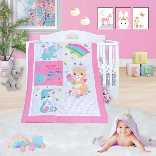 TrenD'Lay 4 Piece Crib Bedding Set for Nursery Use
