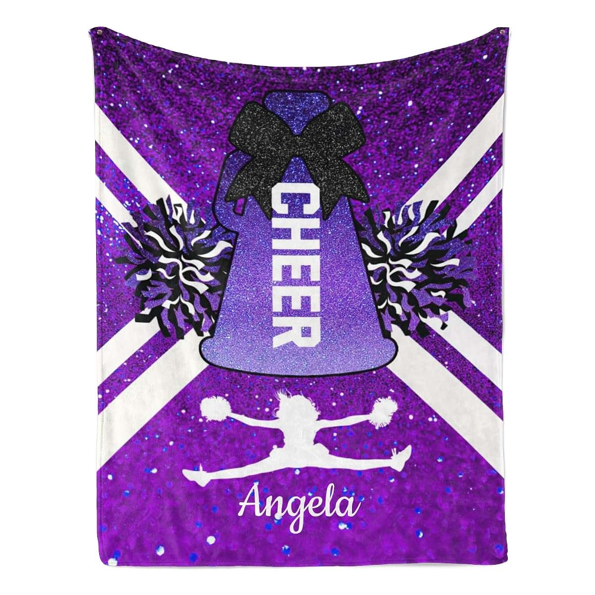 XIUCOO Purple Print Custom Name Blanket Cheerleader Blankets for Newborns Girls Baby Blanket with Name Soft Cozy Fleece
