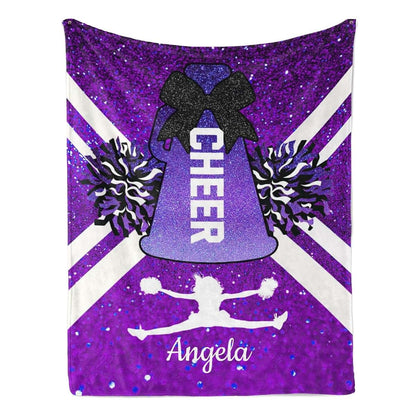 XIUCOO Purple Print Custom Name Blanket Cheerleader Blankets for Newborns Girls Baby Blanket with Name Soft Cozy Fleece