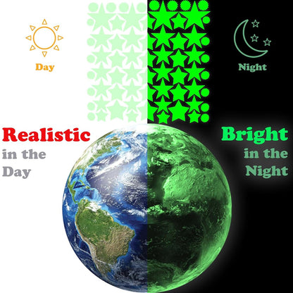 MAFOX Glow in The Dark Planets, Bright Solar System Wall Stickers -Sun Earth Mars and so on,9 Glowing Ceiling Decals