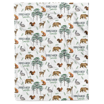 Arteaga Customized Woodland Theme Baby Blanket for Boys