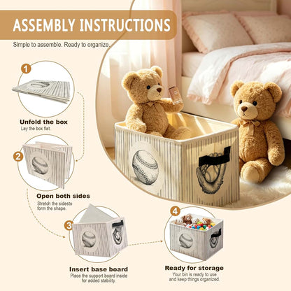 WPQTHIP Vintage Baseball Foldable Storage Basket