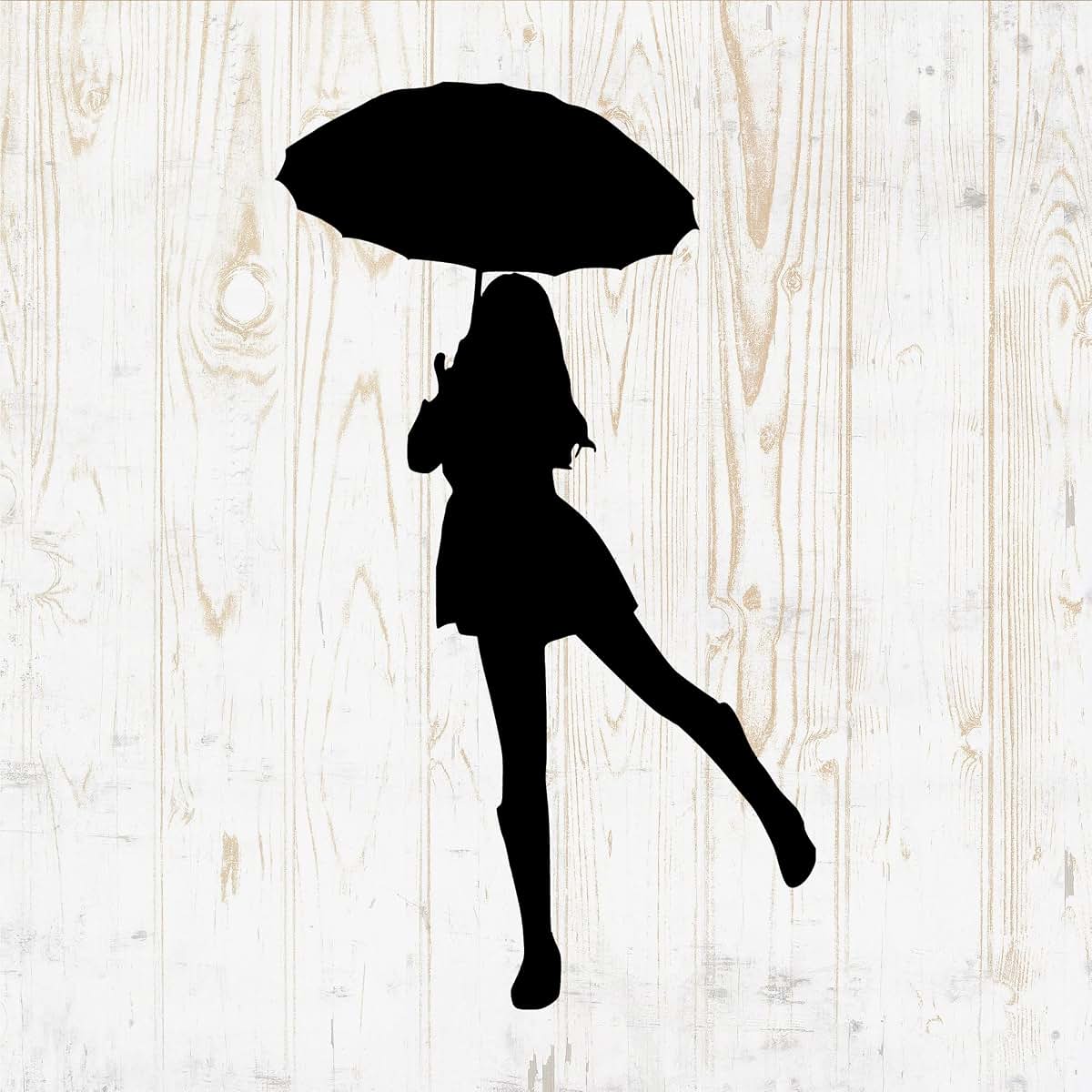 Decals Mall Umbrella Wall Decals Silhouette - Umbrella Wall Stickers - Umbrella Rain Rainy Weather Boys Girls Kids Room