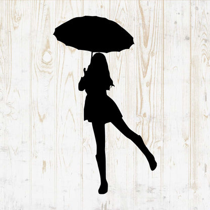 Decals Mall Umbrella Wall Decals Silhouette - Umbrella Wall Stickers - Umbrella Rain Rainy Weather Boys Girls Kids Room