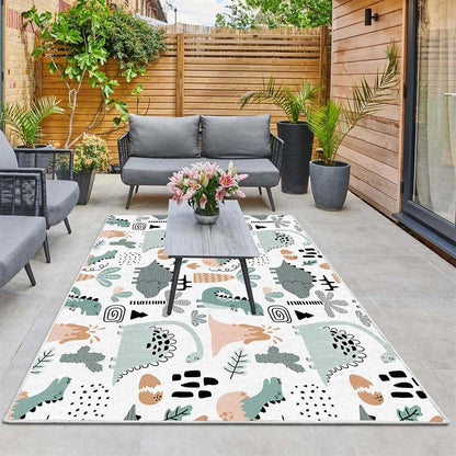 Dinosaurs Washable Area Rug 5x8 Low Pile Non Slip