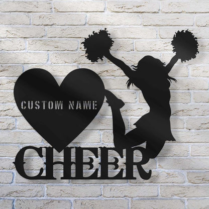 Lwyguut Personalized Girl Cheerleading Metal Wall Art With LED Light