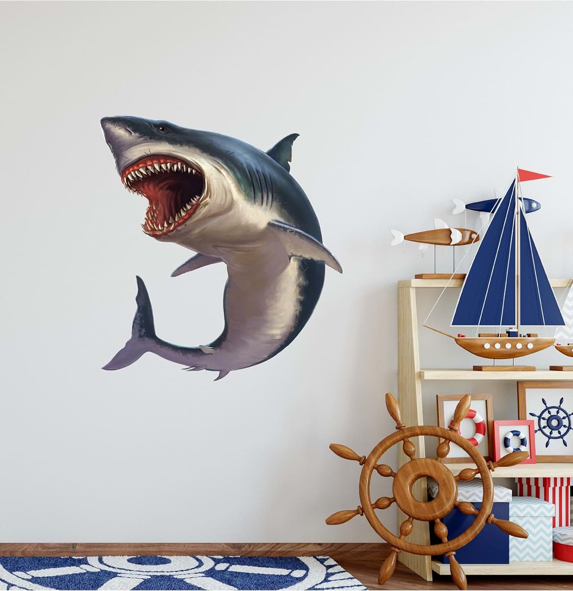 Stickit Graphix Megalodon Shark Wall Decal, 12-Inch Ocean Decor (photo 2)