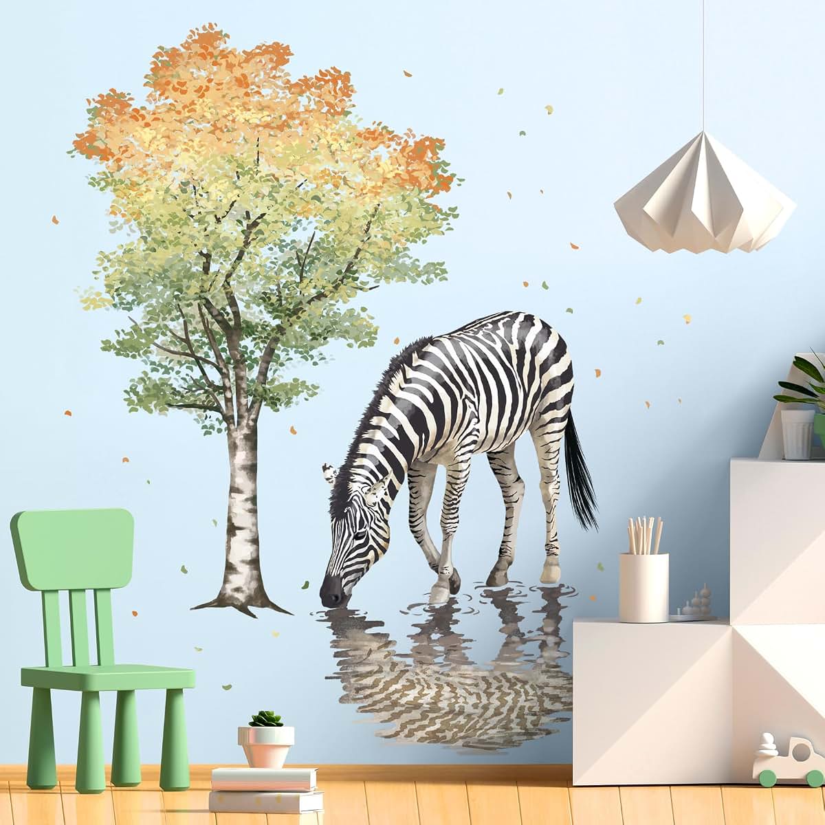 DTLIFEK Colorful Giant White Birch Tree And Zebra Wall Decal