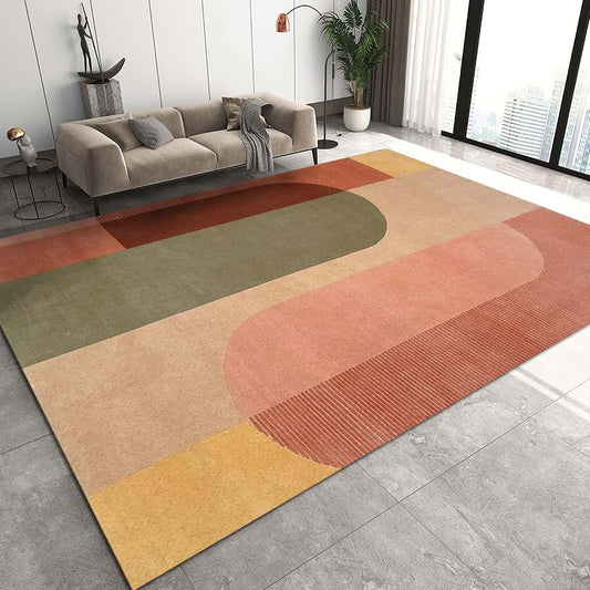 TIMOILU 4x5 Boho Geometric Area Rug, Faux Cashmere Low Pile Rectangle for Bedroom and Playroom