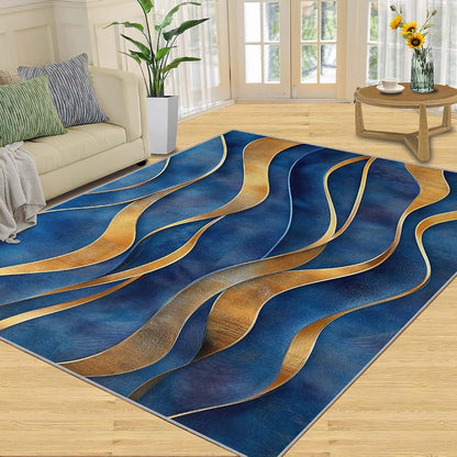 Hygiuid Abstract Waves Area Rug 4x5 Rectangular Low-Pile (photo 3)