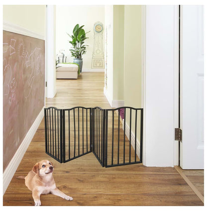 Freestanding Folding Wooden Pet Gate for Doorways and Hallways