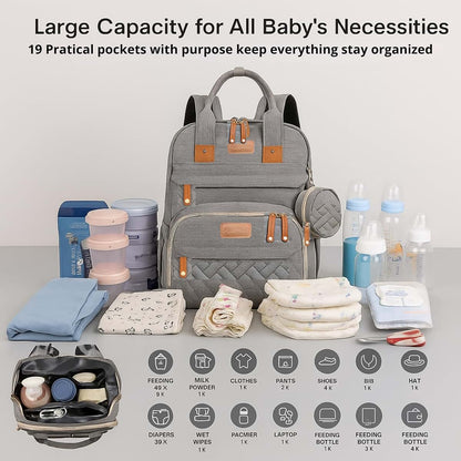 P@B PBell Bebetaje XL Diaper Bag Backpack with Changing Station, Grey (photo 4)