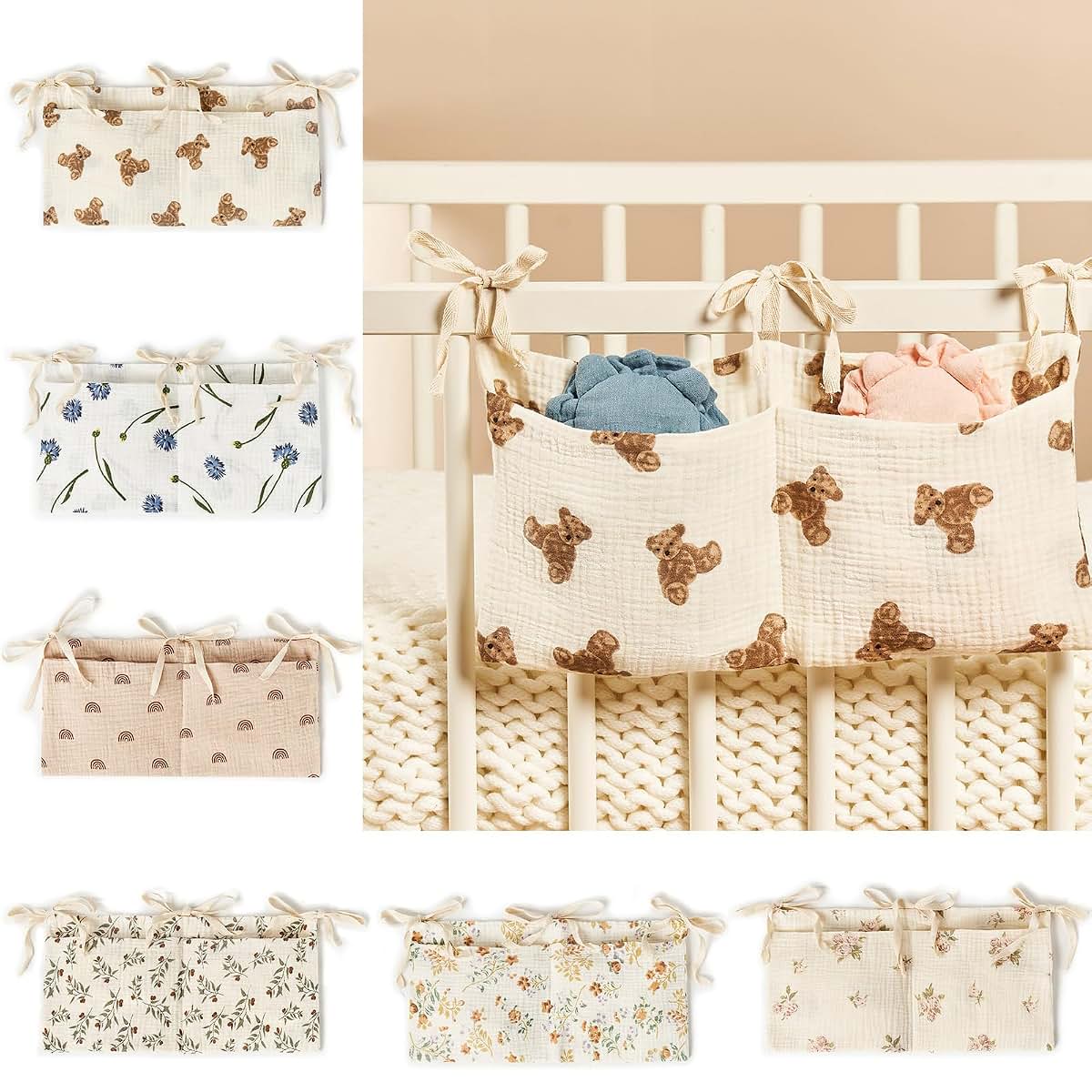 Psdndeww Baby Storage Bag Hangings Organize with 2 Pockets Access Solution Baby Item Organize Bag for Diapers & (photo 2)