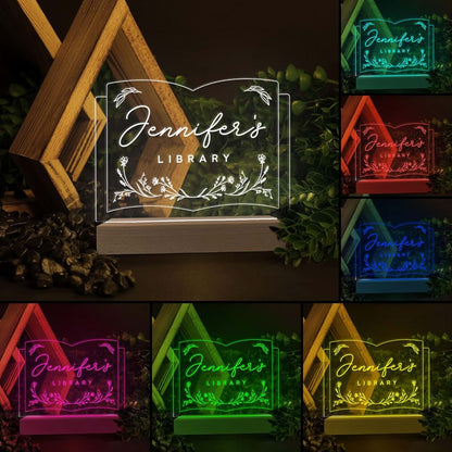 BEETHIS Personalized Name Library Night Light Acrylic LED Book Lamp (photo 2)