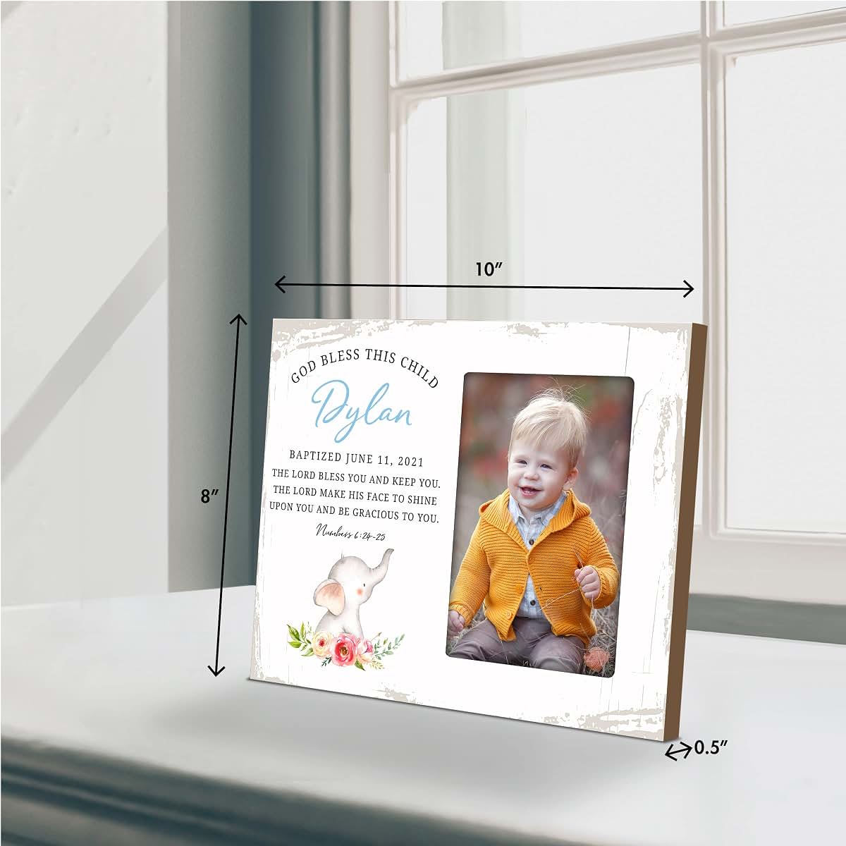 LifeSong Milestones Personalized Baptism Picture Frame for 4x6 Photos