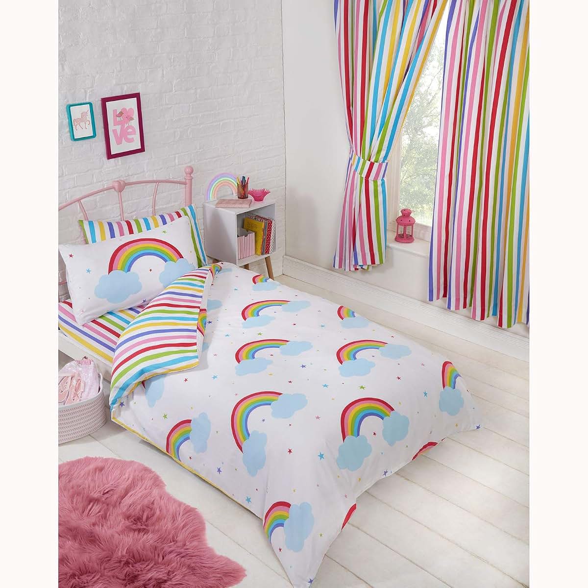Rainbow Sky Junior Toddler Bedding Set - Duvet Cover and Pillowcase
