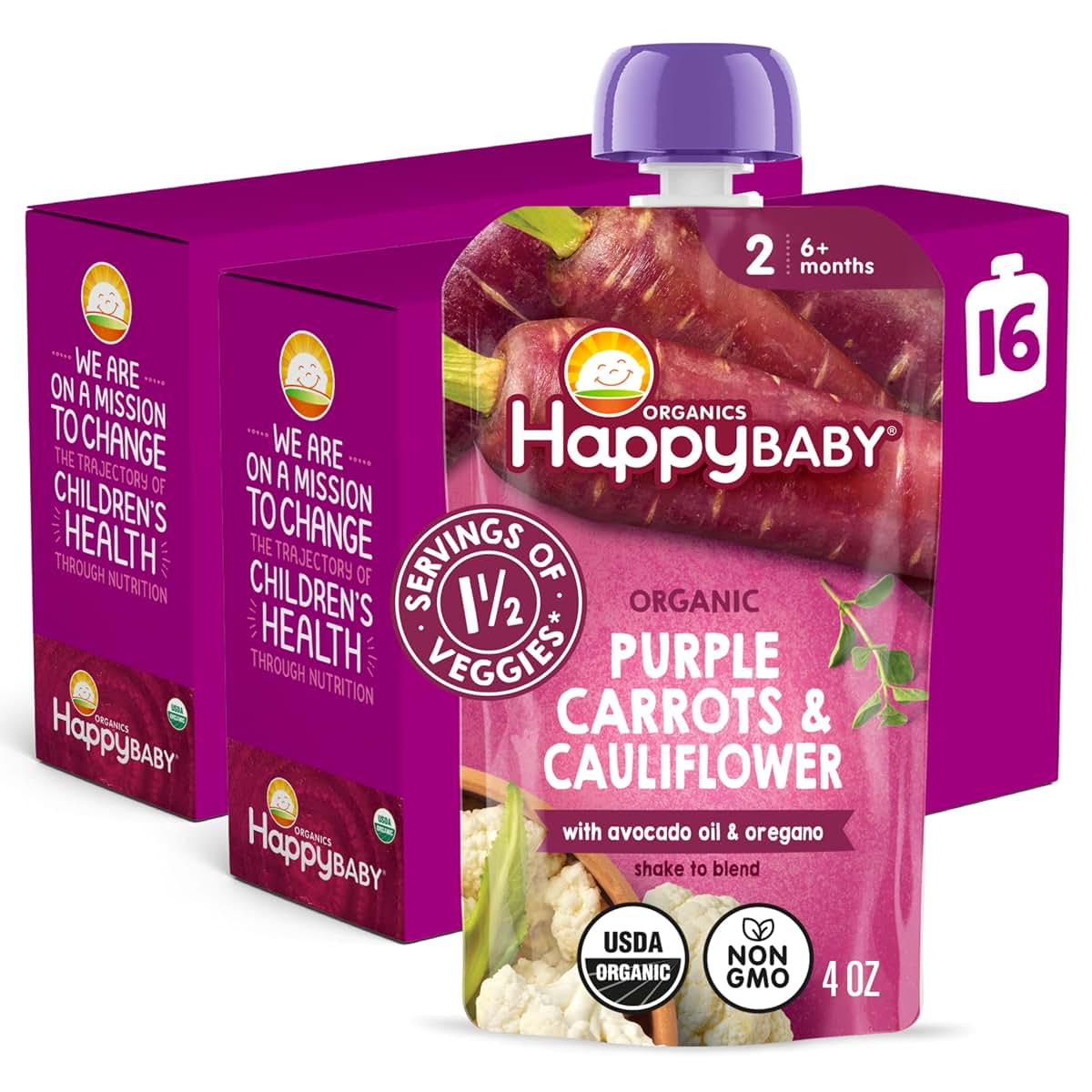 Happy Baby Savory Blends Stage 2 Purple Carrots & Cauliflower Puree