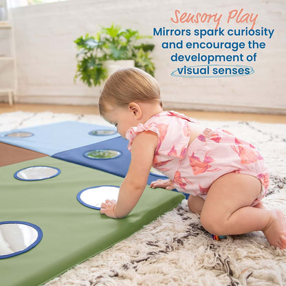ECR4Kids SoftZone 123 Look at Me Activity Mat with Mirrors, Folding Playmat, Earthtone (photo 4)