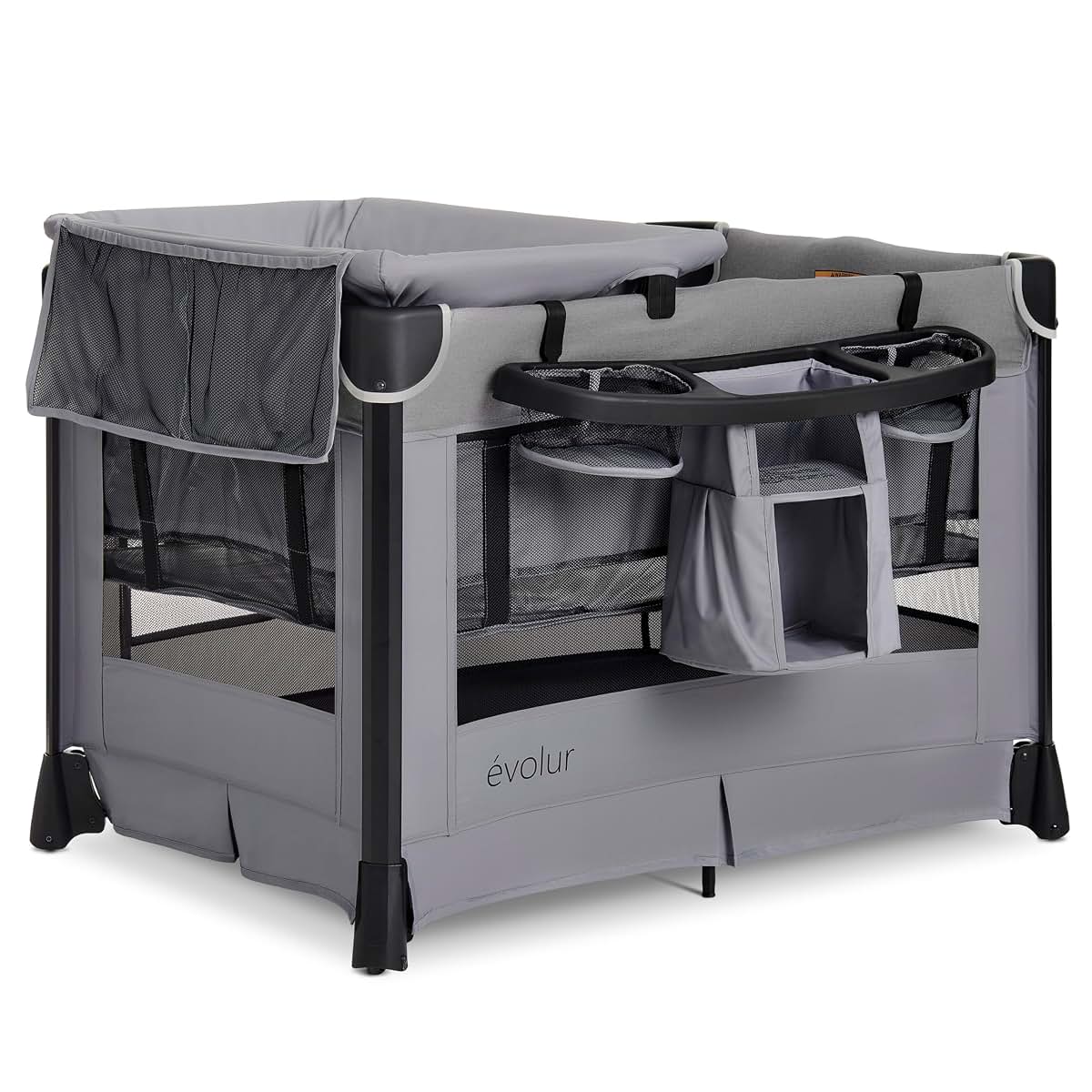 Evolur Cozy Cove All-in-One Portable Playard with Bassinet & Changing Table – Quick-Fold Travel Playard with Breathable
