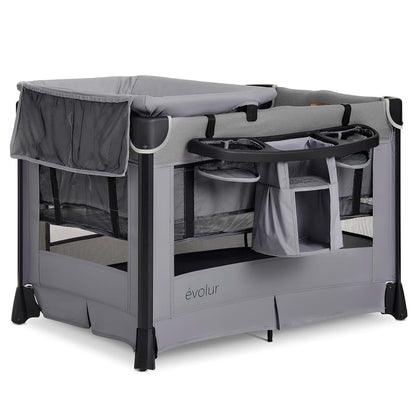 Evolur Cozy Cove All-in-One Portable Playard with Bassinet & Changing Table – Quick-Fold Travel Playard with Breathable
