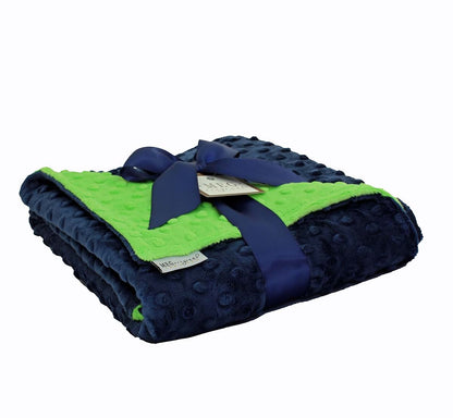MEG ORIGINAL Navy Blue & Lime Green Minky Dot Baby Blanket 972 (photo 3)