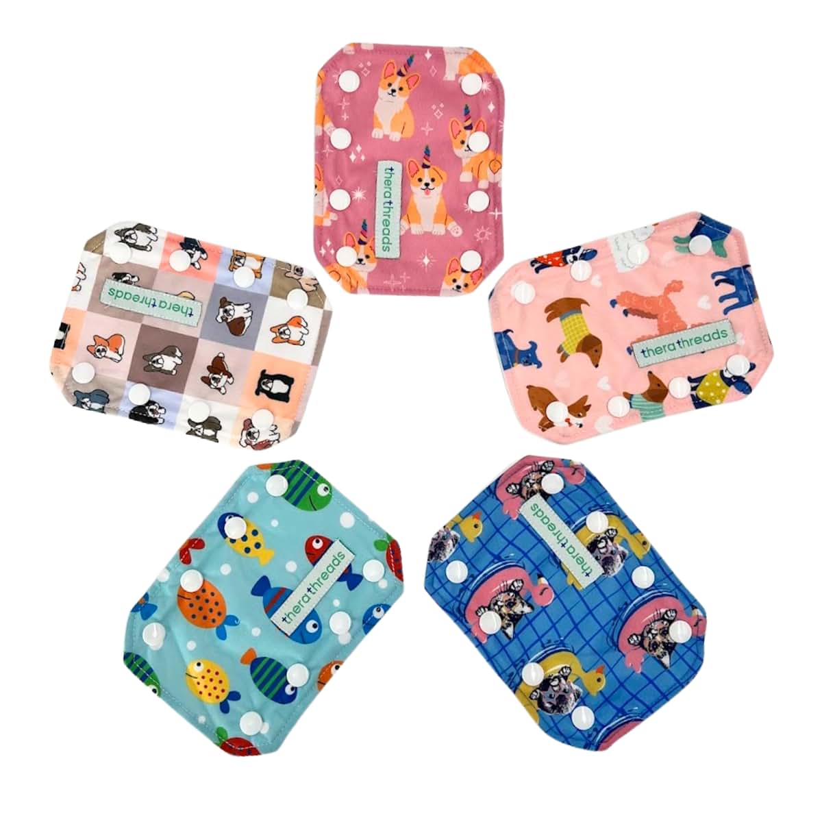 Therathreads Feeding Tube Connector Covers, 5-Pack Fruit Print
