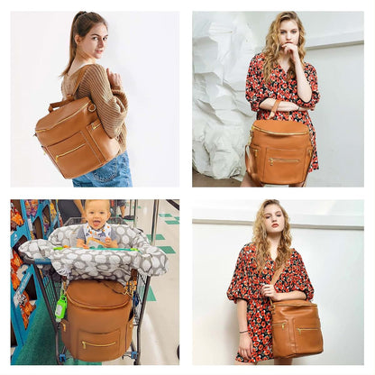 MF Store Leather Diaper Bag Backpack With Laptop Sleeve And Stroller Straps (photo 2)