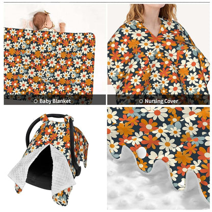 Muishi Retro Daisy Floral Baby Car Seat Canopy Nursing Cover