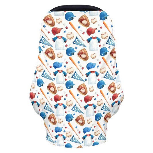 Cstdyfrv Baseball Sport Multi-Use Baby Car Seat Cover And Nursing Canopy