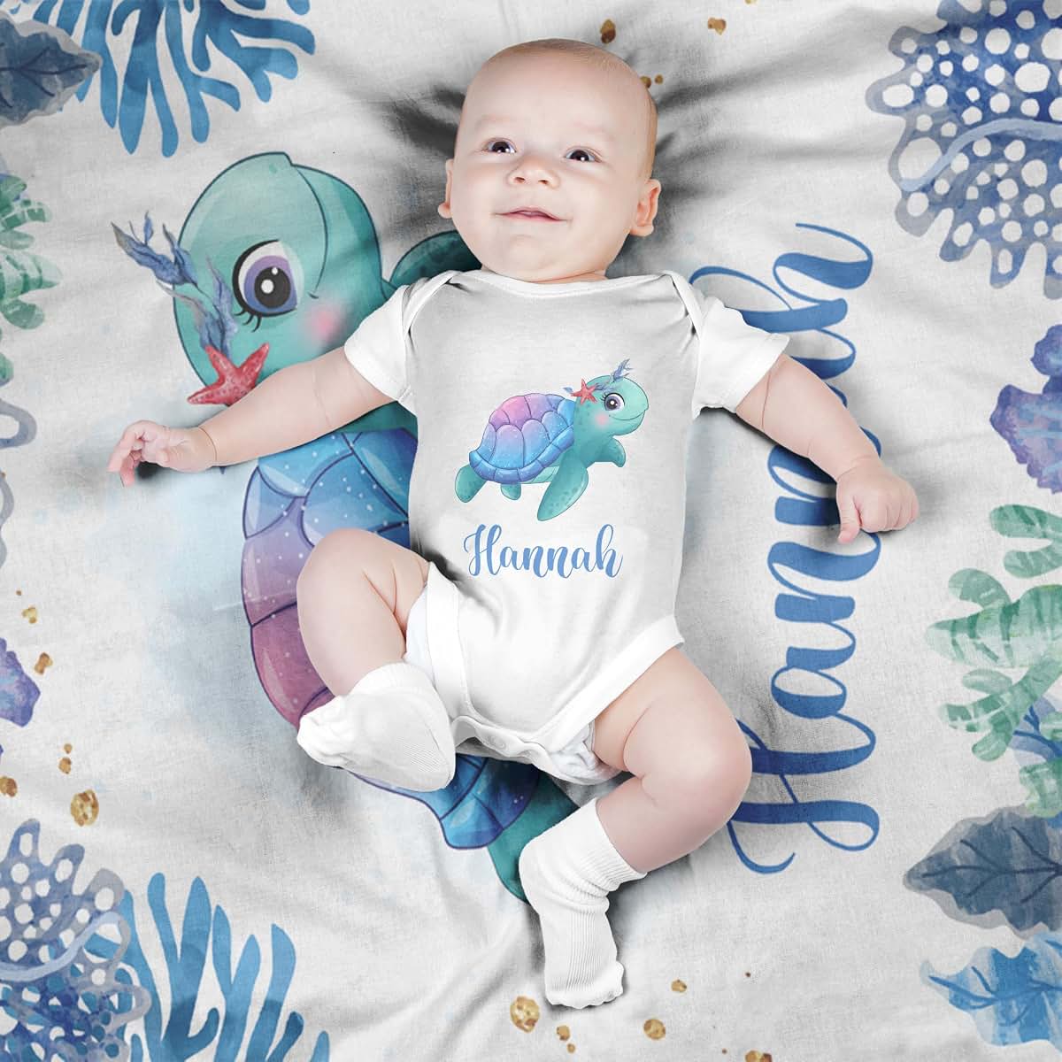 Voz Personalized Baby Blankets with Name, Customized Baby Blankets for Girls- Bear Baby Blanket, Best Gift for Baby (photo 3)