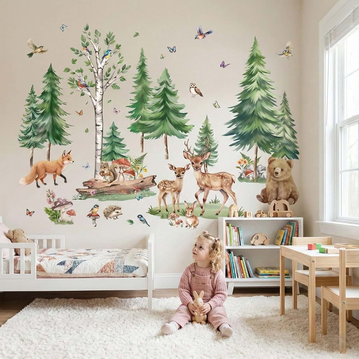 Amimagen Forest Animals Wall Decals for Kids Nursery Peel and Stick Removable Vinyl Stickers