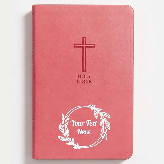 Printualist Personalized KJV Gift Bible with Custom Text and Design, Pink Cross, King James Version, Red Letter