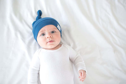 Copper Pearl Top Knot Beanie Hat for Newborns, 0-4 Months