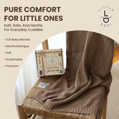 Little Dedi Zoe Recycled Cotton Baby Blanket, Mocha Meringue, Gift Box (photo 2)