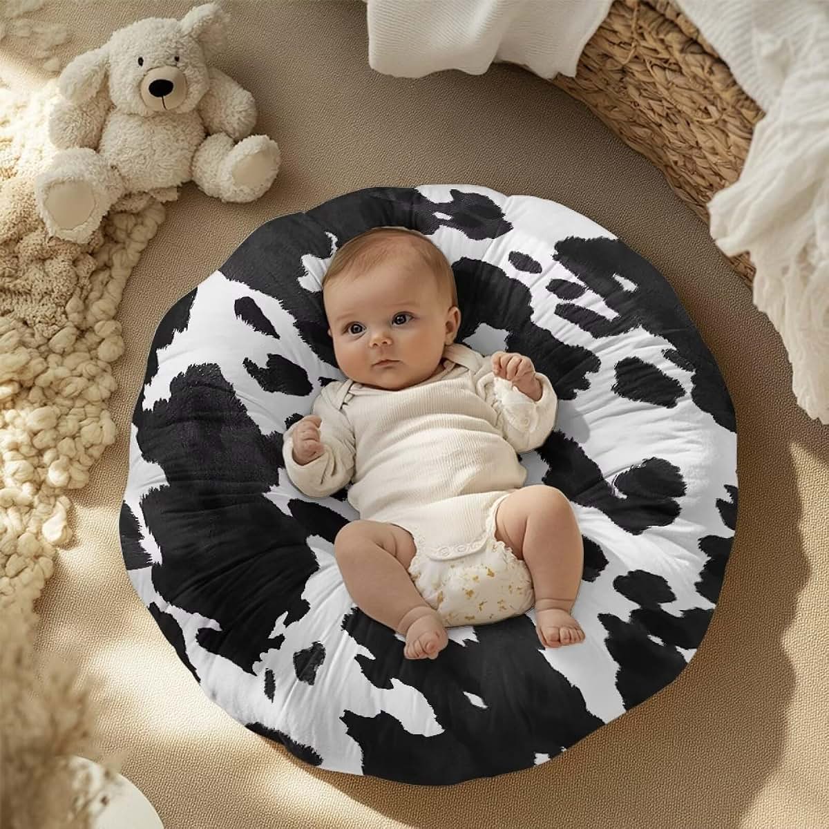 Oamsistay Newborn Lounger Cover, Milk Cow Pattern, Soft Polyester Slipcover