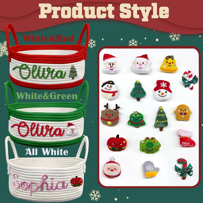 GIFTSDIY Personalized Christmas Gift Baskets with Name,Custom Baby Rope Cotton Basket for Organizing,Customized Storage (photo 3)