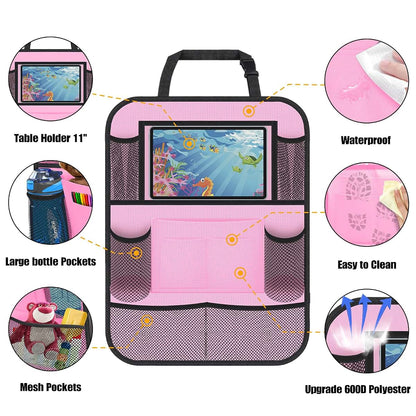 ULEEKA Backseat Car Organizer w/ 10 Storage Pockets, 11" Tablet Holder, 2 PCS Pink (photo 2)