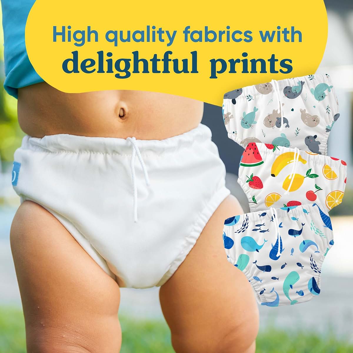 Charlie Banana Reusable Swim Diaper Adjustable Drawstring Waterproof Fit Hello Sunshine Size M