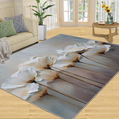 Hygiuid Floral Relief Area Rug 5x6 Low Pile Rectangular Rug (photo 3)