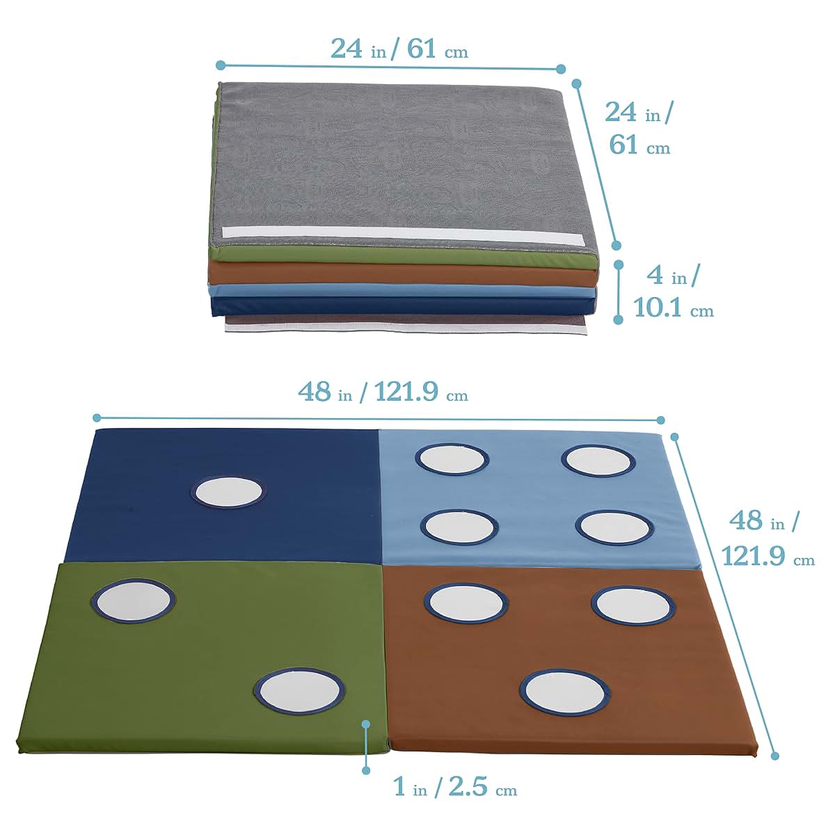 ECR4Kids SoftZone 123 Look at Me Activity Mat with Mirrors, Folding Playmat, Earthtone (photo 2)